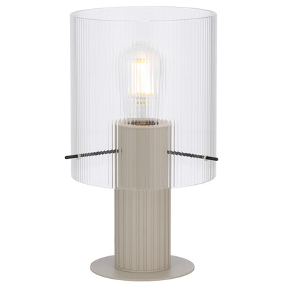 TFS TABLE LAMP 25wE27max D180 H320 inline swt GREY / CLEAR