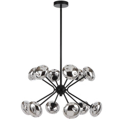 Messina TFS 12LT PENDANT 12x6wG9max D600 H380 ROD:2*600+1*300 BLACK MATT/MIRROR GLASS