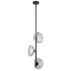 Modern three-light vertical pendant with black finish and smoked glass