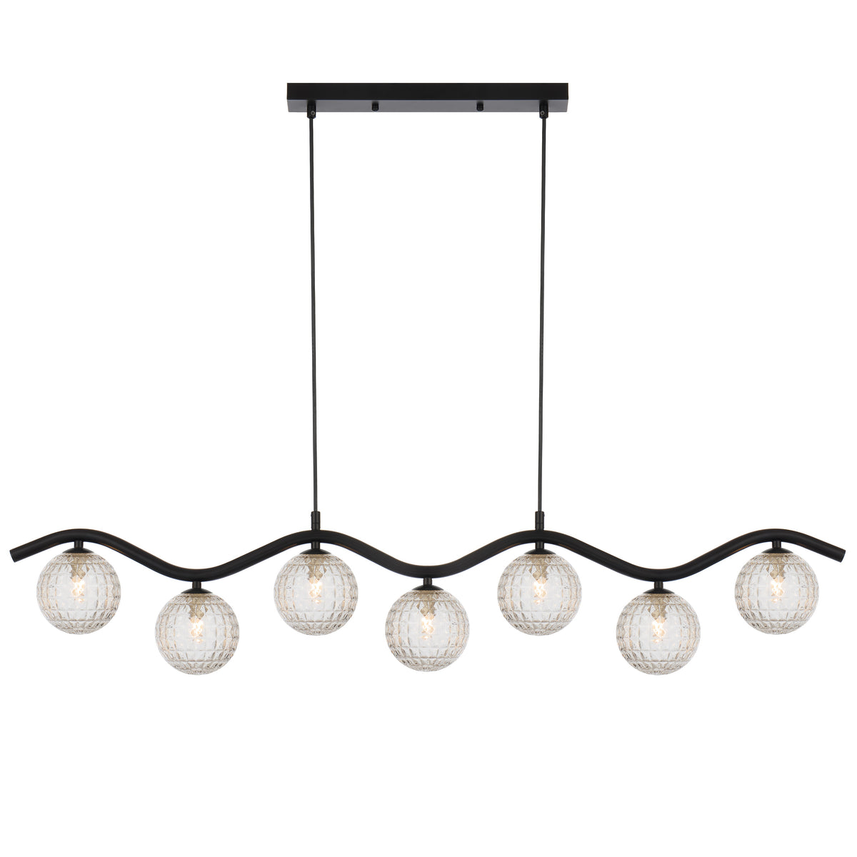 Lumolux TFS 7LT PENDANT 7x6wG9max KIT L1150 W120 H200 CAB2m BLACK / CLEAR PRISM PATTERN