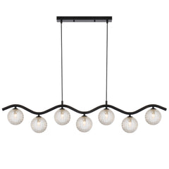 Lumolux TFS 7LT PENDANT 7x6wG9max KIT L1150 W120 H200 CAB2m BLACK / CLEAR PRISM PATTERN