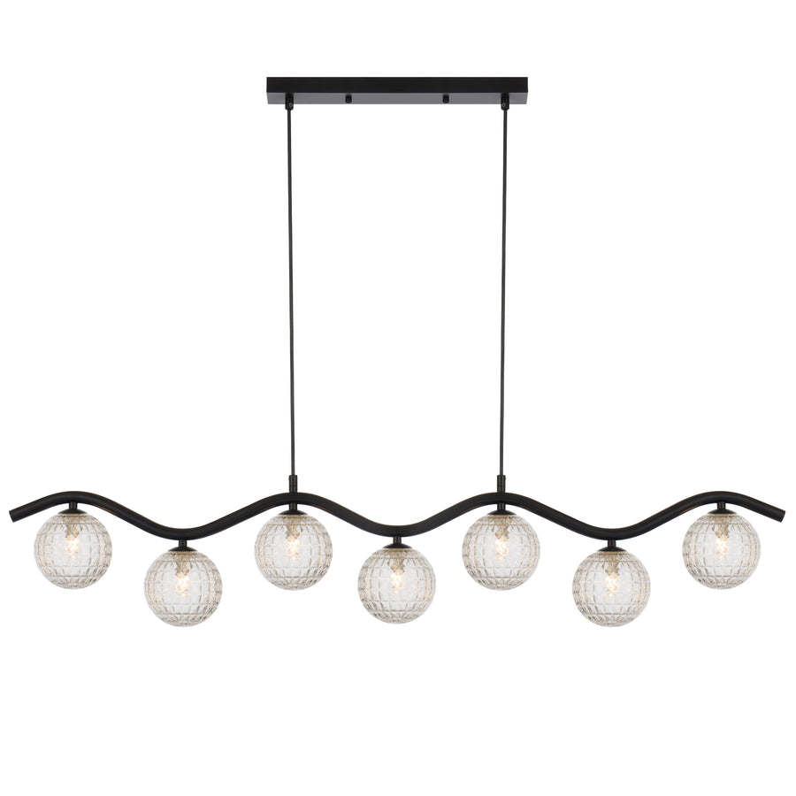 Lumolux TFS 7LT PENDANT 7x6wG9max KIT L1150 W120 H200 CAB2m BLACK / CLEAR PRISM PATTERN
