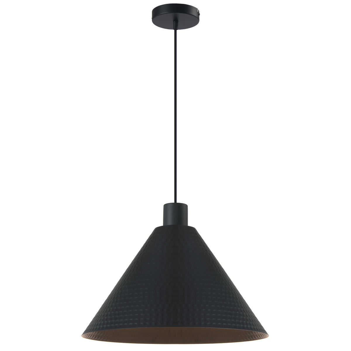 TFS 43CM PENDANT 25wE27max D430 H250 TEX 2M BLACK SATIN