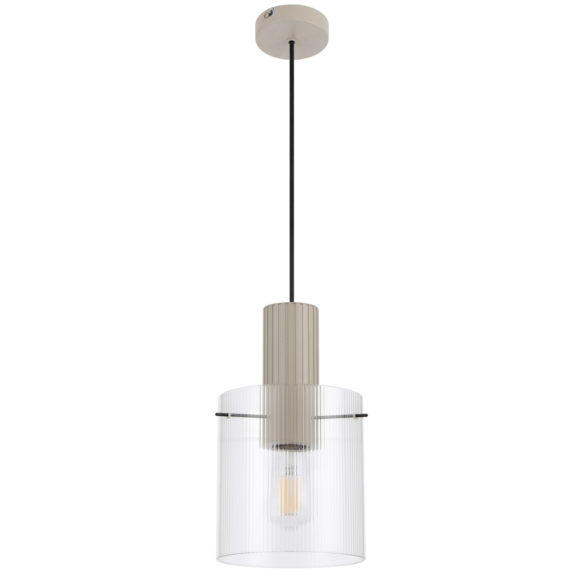 TFS 18CM PENDANT 25wE27max D180 H315 cab 2m GREY / CLEAR
