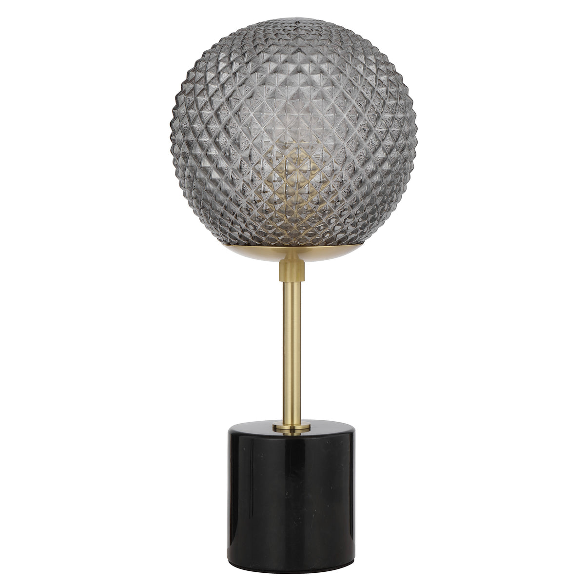 TFS TABLE LAMP 25wE27max D:190 H:415 inline swtch BLACK MARBLE/SMOKE GLASS