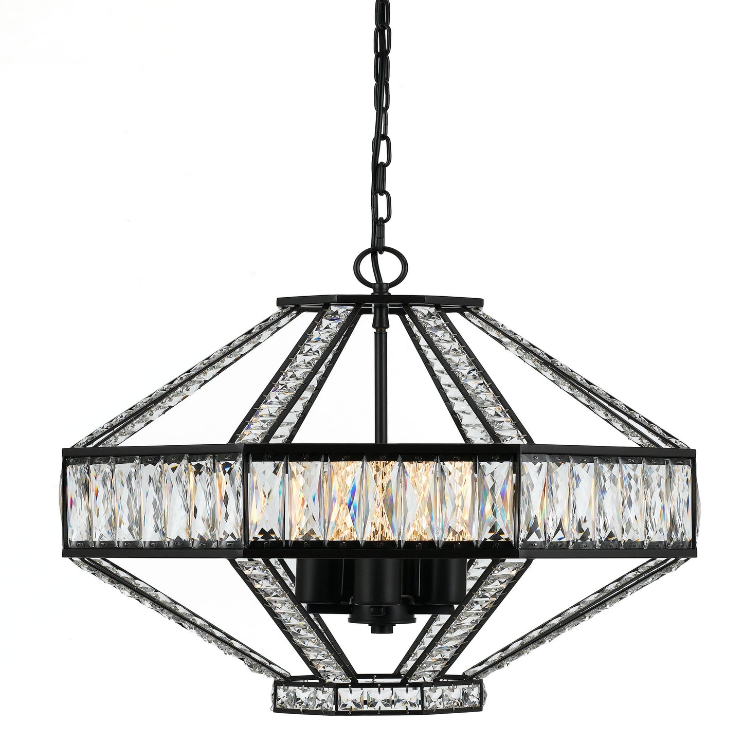 Elegant five-light crystal pendant with bronze finish