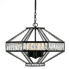 Elegant five-light crystal pendant with bronze finish