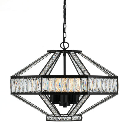 Elegant five-light crystal pendant with bronze finish