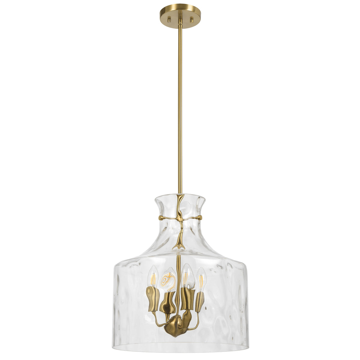 Altoville TFS 4LT PENDANT 4x25wE14max D:380 H:420 ROD 1.5m ANT GOLD / CLEAR WATER STREAK