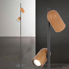 TFS FLOOR LAMP 2x6wGU10 D:220 H:1500 FOOT SWT BLACK / WOOD PAINTED