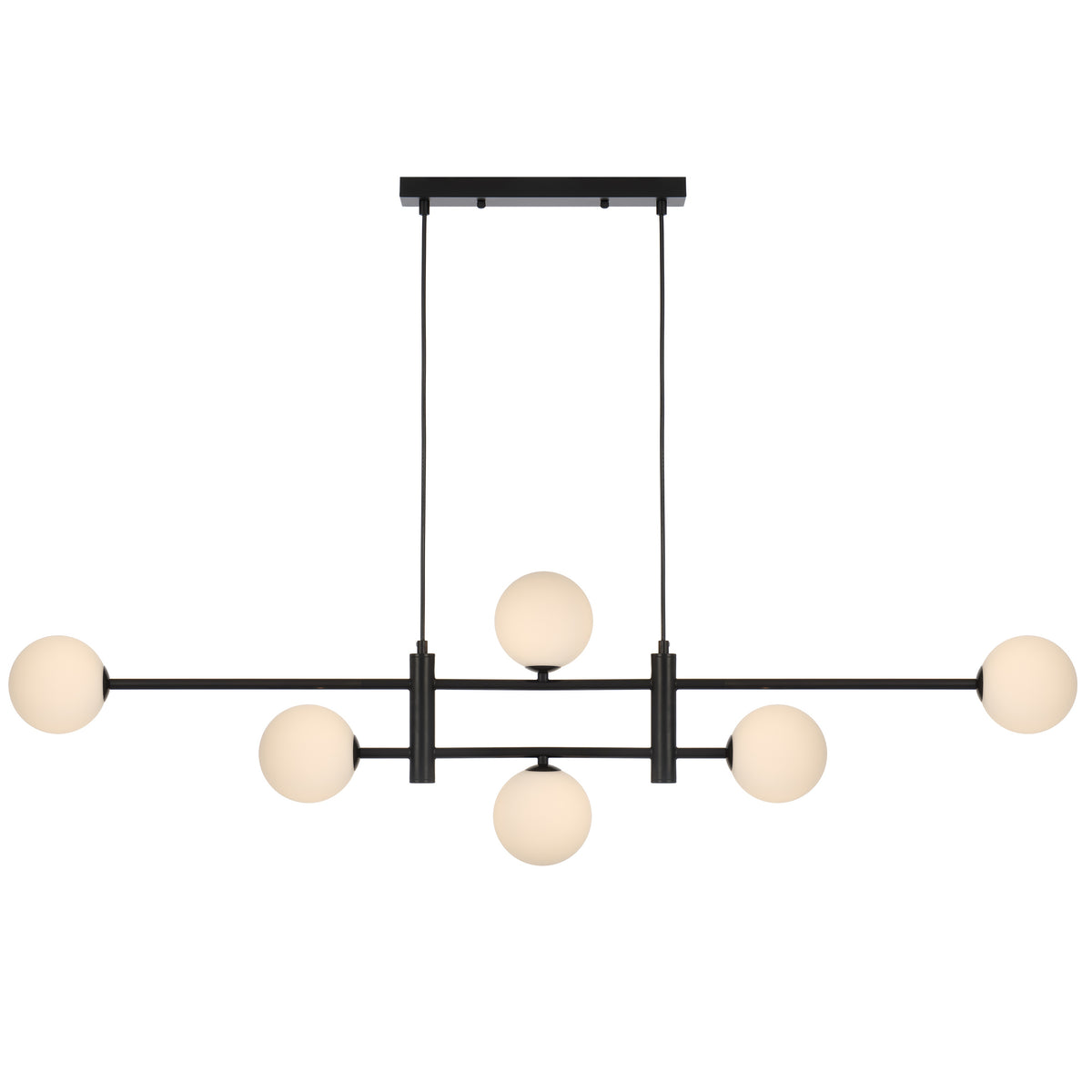 Pavia TFS 6LT PENDANT 6x6wG9max KIT L1300 W120 H355 CAB2m BLACK / OPAL MATT
