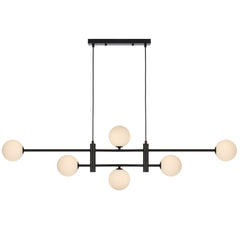 Pavia TFS 6LT PENDANT 6x6wG9max KIT L1300 W120 H355 CAB2m BLACK / OPAL MATT