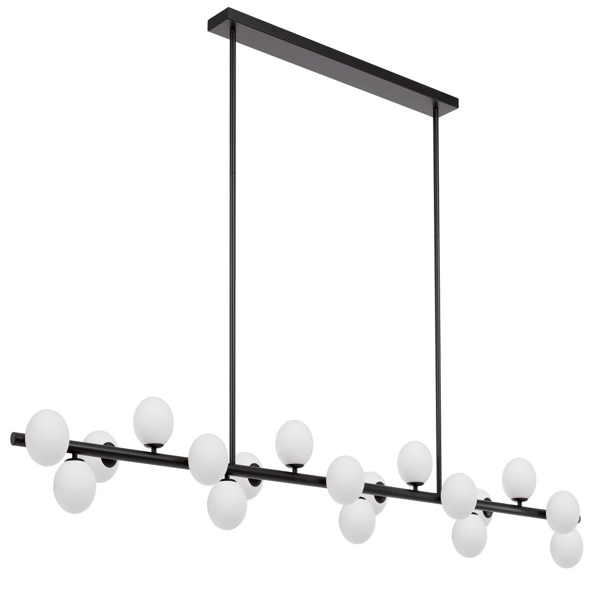 Memphis TFS 18 LTS PENDANT 18x6wG9mx L2000 W243 H245 ROD:2x6001x300 BLACK FRAME/OPAL GLASS