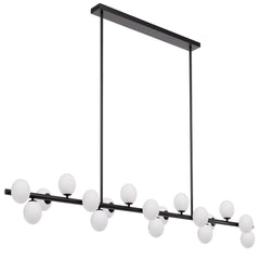 Memphis TFS 18 LTS PENDANT 18x6wG9mx L2000 W243 H245 ROD:2x6001x300 BLACK FRAME/OPAL GLASS