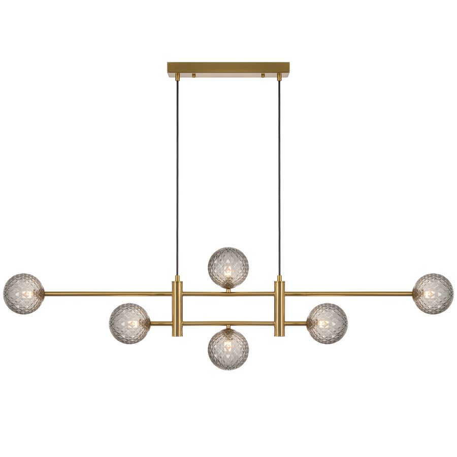 Varese TFS 6LT PENDANT 6x6wG9max KIT L1300 W120 H355 CAB2m ANT GOLD/ SMOKE TEAR PATTERN