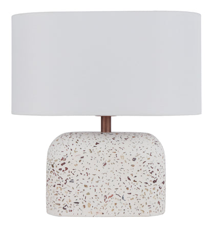 TFS TABLE LAMP 25wE27max L:350 W:180 H:360 inline Swtch WHITE TERRAZZO / IVORY LINEN