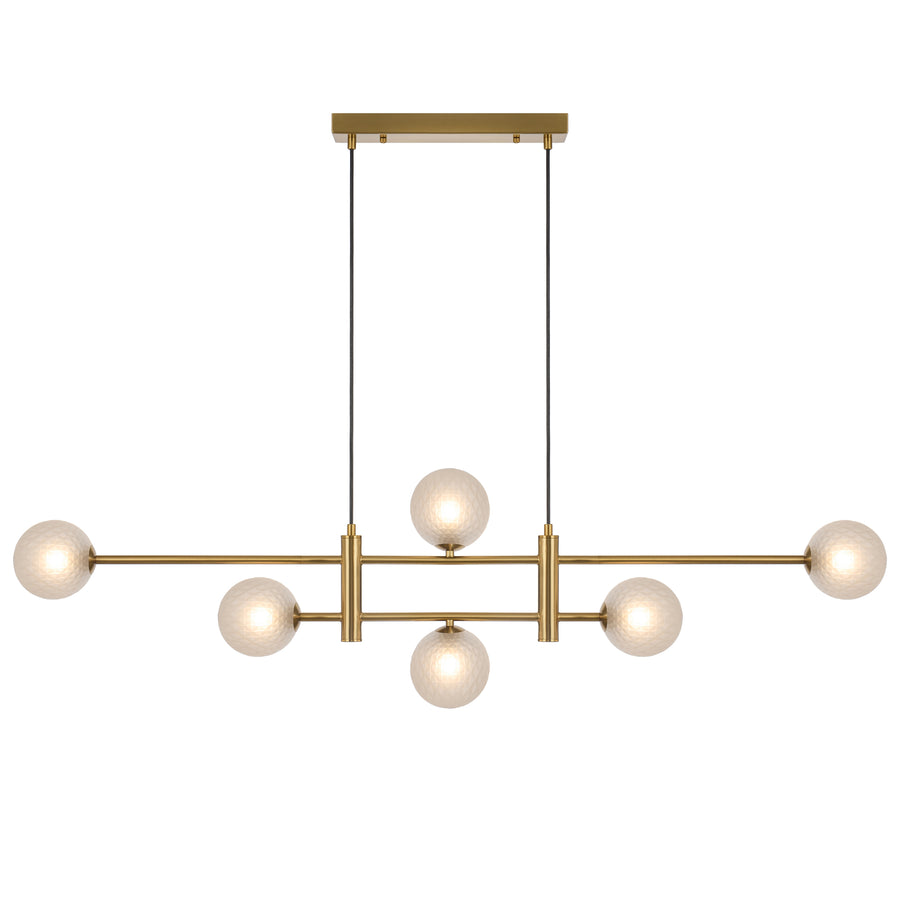 Catania TFS 6LT PENDANT 6x6wG9max KIT L1300 W120 H355 CAB2m ANT GOLD/ FROST TEAR PATTERN