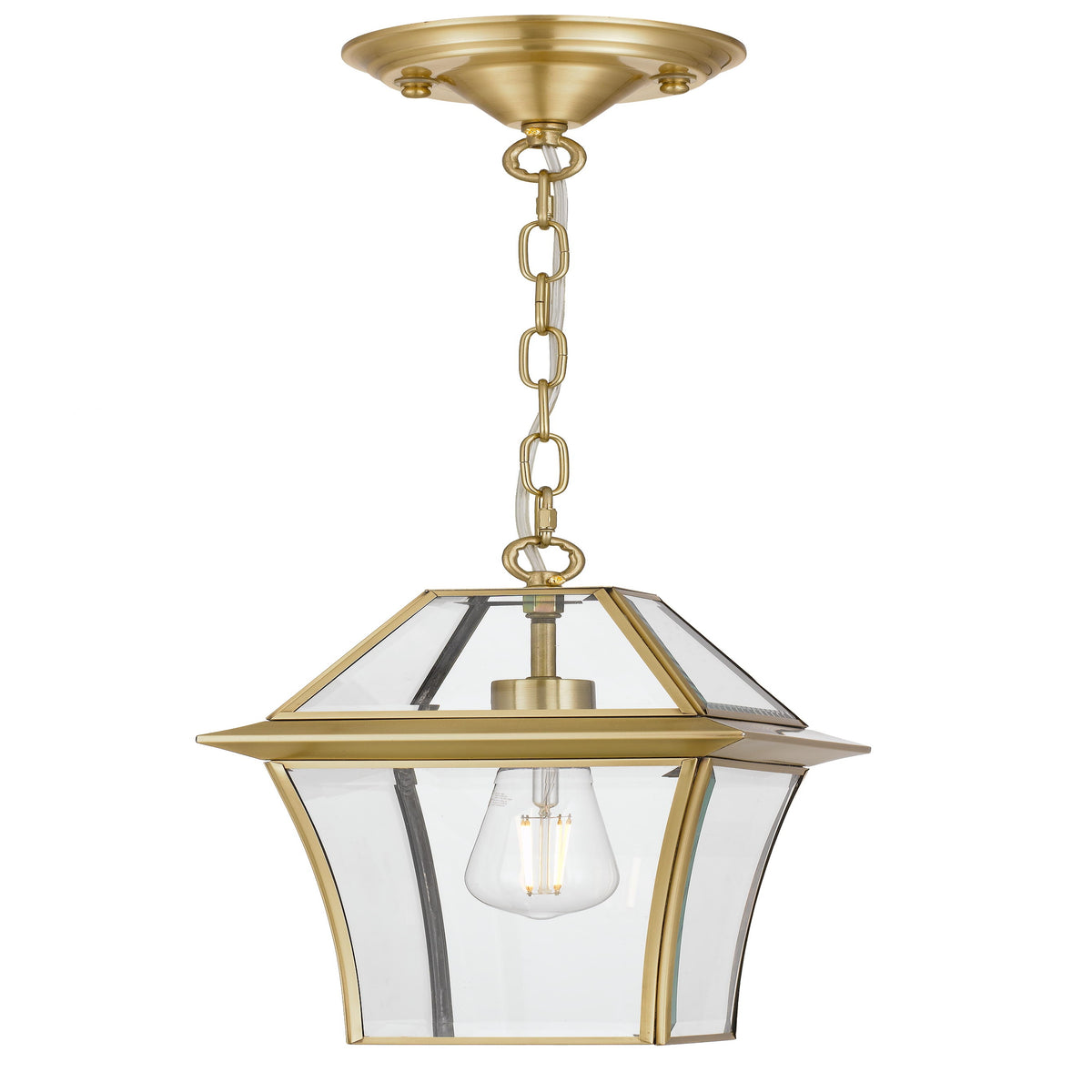 RYE PE20-BRS Brass & Clear Glass Pendant Light