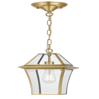 RYE PE20-BRS Brass & Clear Glass Pendant Light
