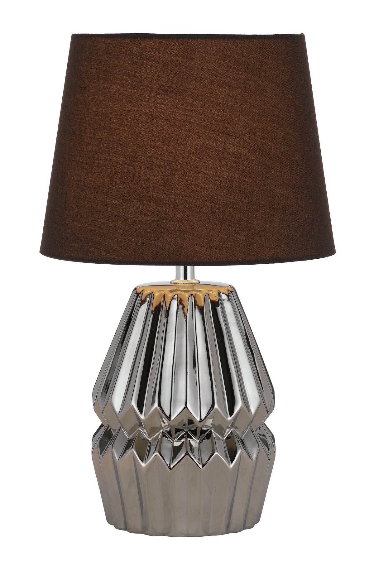 TFS CERAMIC TABLE LAMP 25wE27max H:385 D:230 CHROME/BROWN