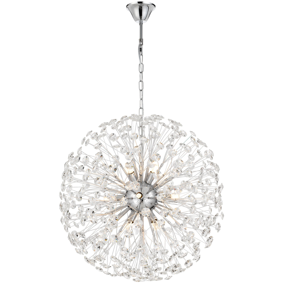 TFS 12LT PENDANT 12x6wG9max D:600 CHAIN 2M CRYSTAL H: 240 CHROME / CLEAR