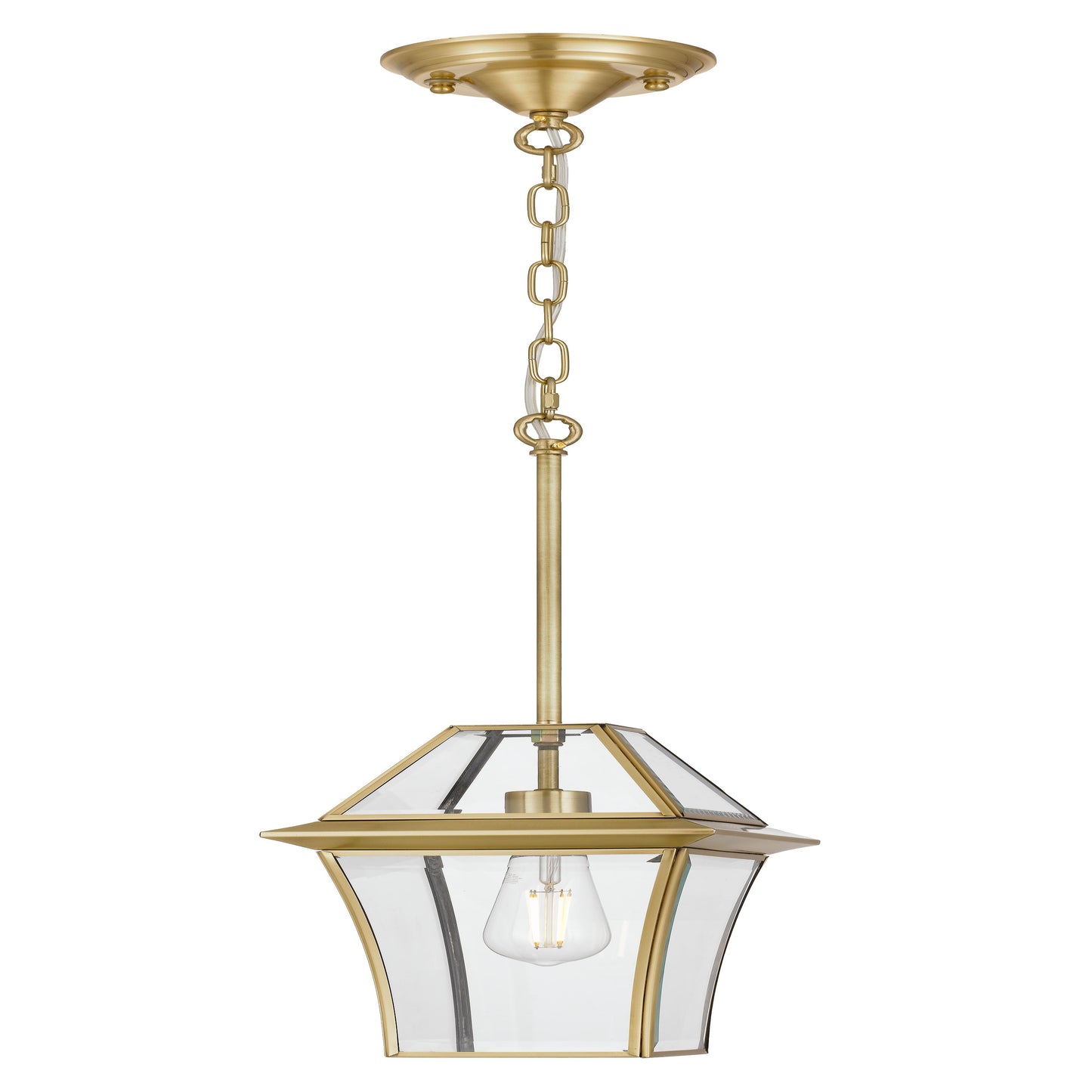 RYE PE20-BRS Brass & Clear Glass Pendant Light