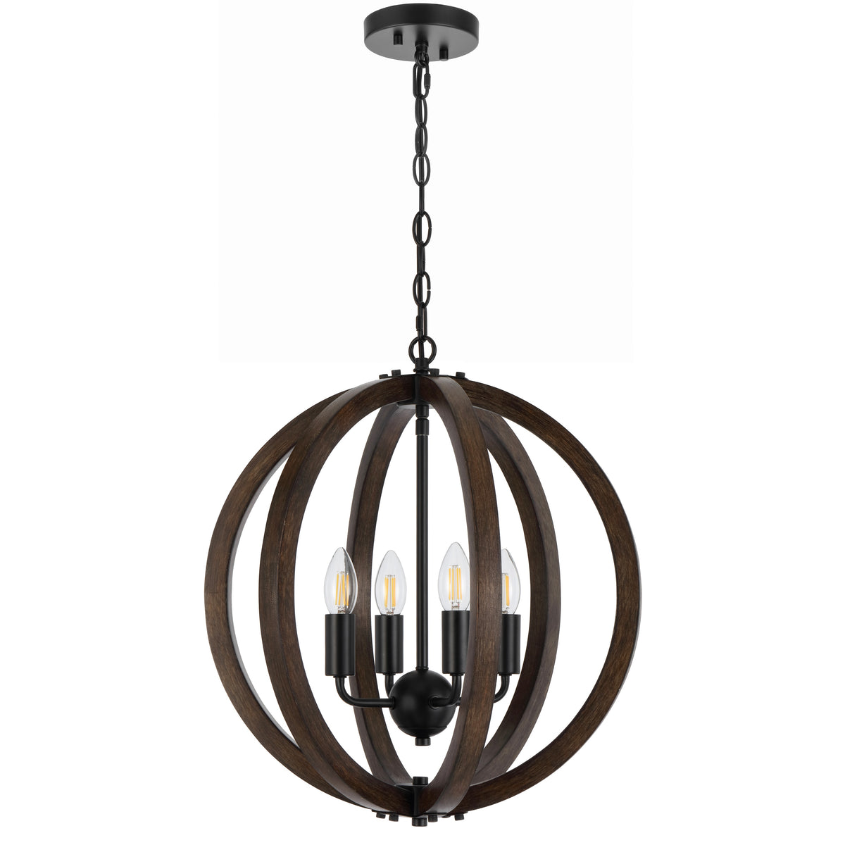 Malaga TFS 4 LT PENDANT 4x25wE14 D450 H510 CHAIN 2M BLACK MATT / TIMBER