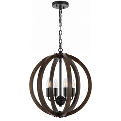 Malaga TFS 4 LT PENDANT 4x25wE14 D450 H510 CHAIN 2M BLACK MATT / TIMBER