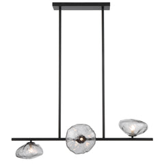 Black Antibes pendant light with three smoked glass shades