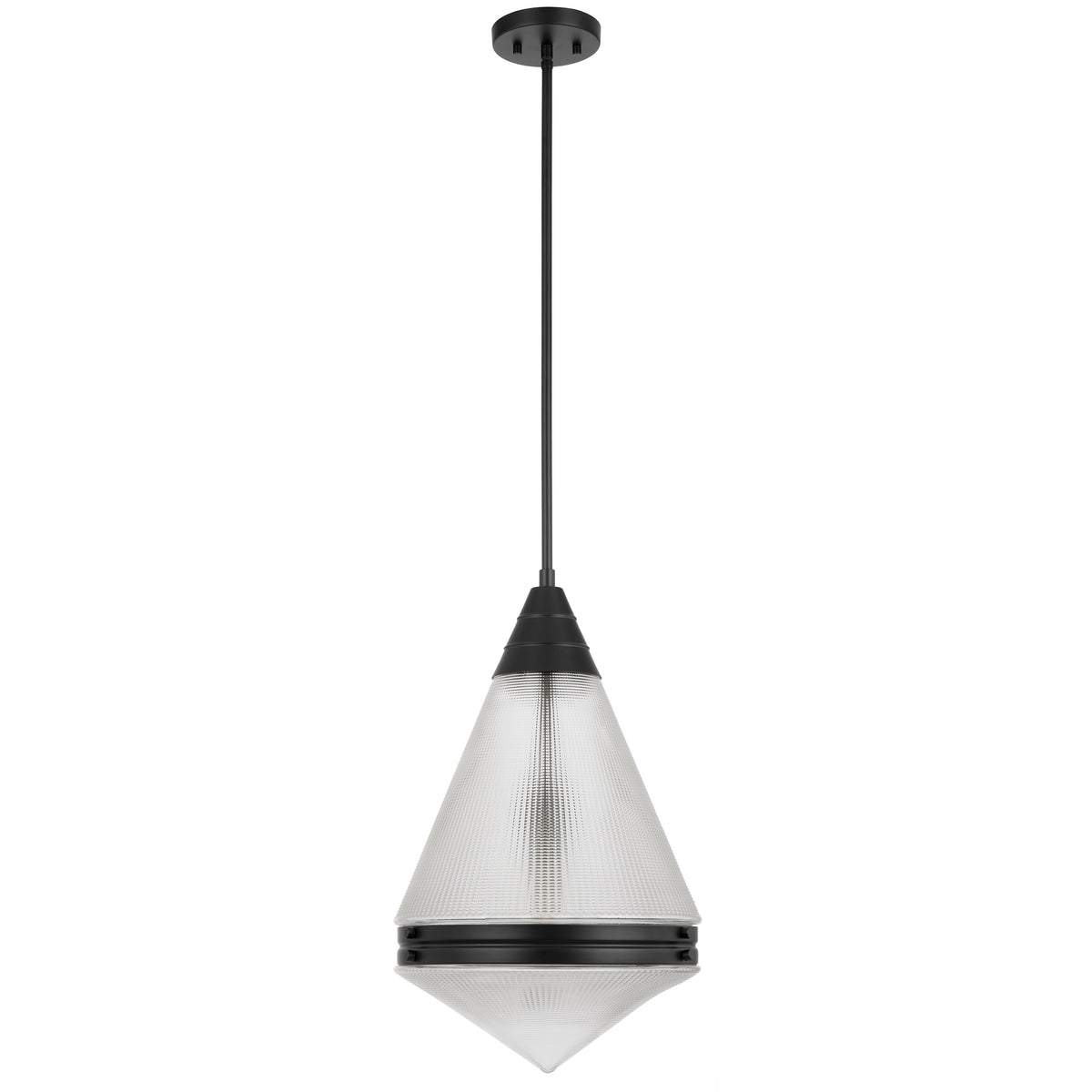 TFS 1LT PENDANT 25wE27max D:350 H:560 ROD 1.5m BLACK MATT/ CLEAR