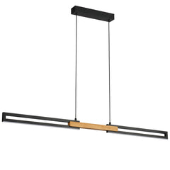 TFS 120CM LED PENDANT 28wLED 1600Lm cab.2M 3CCT WALL SWT BLACK / OAK WOOD