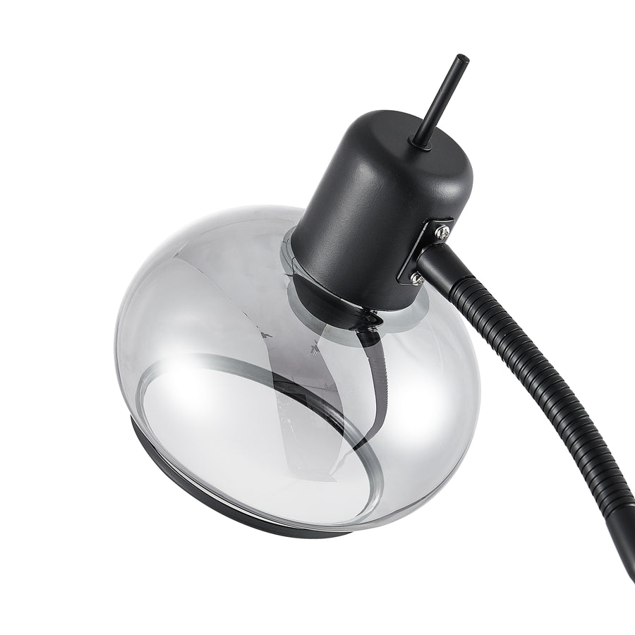 TFS FLOOR LAMP 25wE27max L:560 W:250 H:1350 TOGGLE SWT BLACK MATT/ SMOKE GLASS