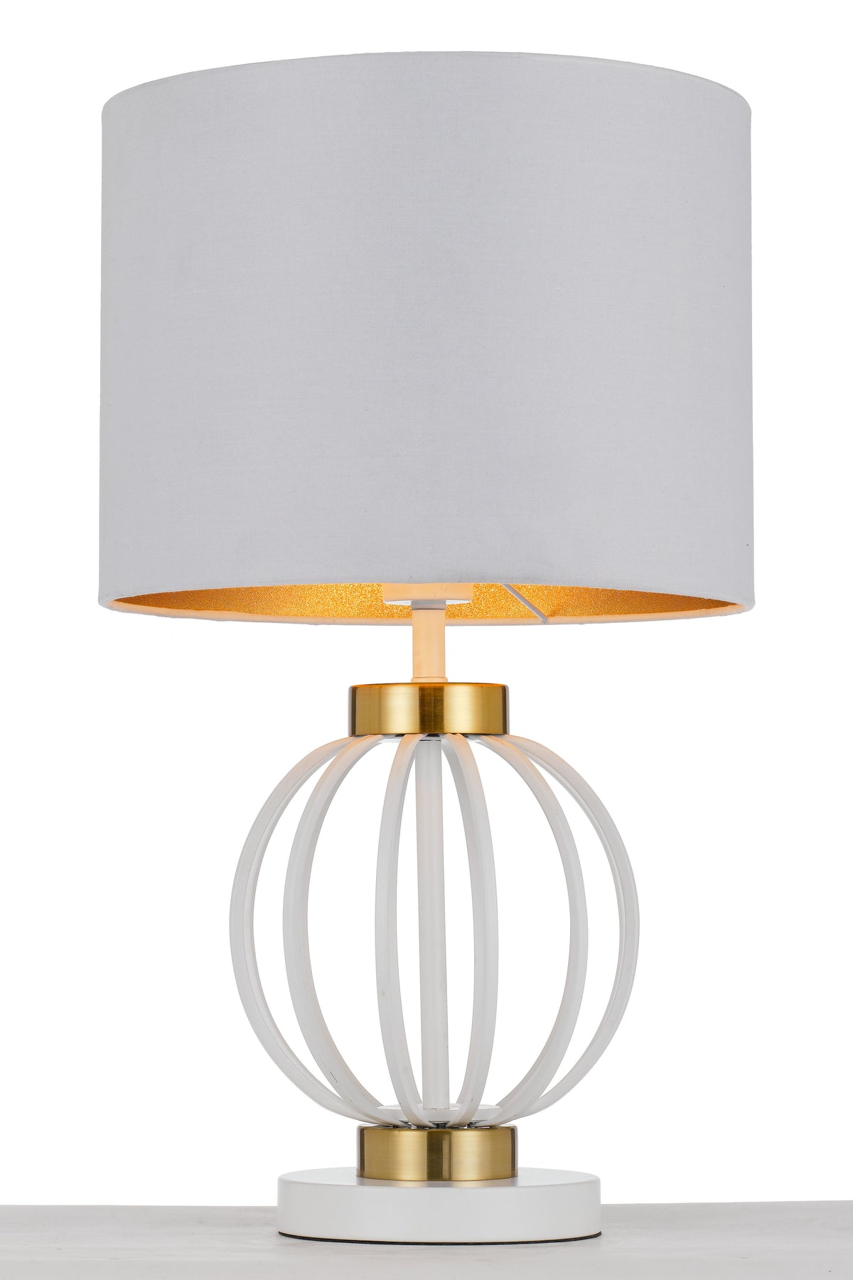 TFS TABLE LAMP 25wE27max D:320 H:550 Inline Switch WHITE / ANTIQUE GOLD