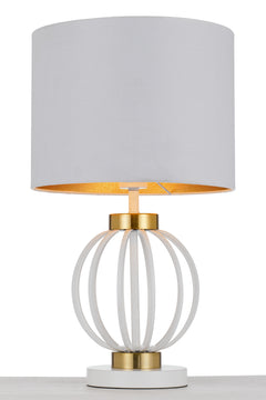 TFS TABLE LAMP 25wE27max D:320 H:550 Inline Switch WHITE / ANTIQUE GOLD