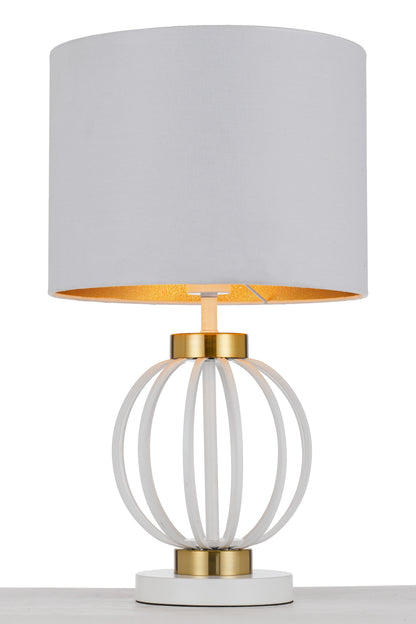 TFS TABLE LAMP 25wE27max D:320 H:550 Inline Switch WHITE / ANTIQUE GOLD