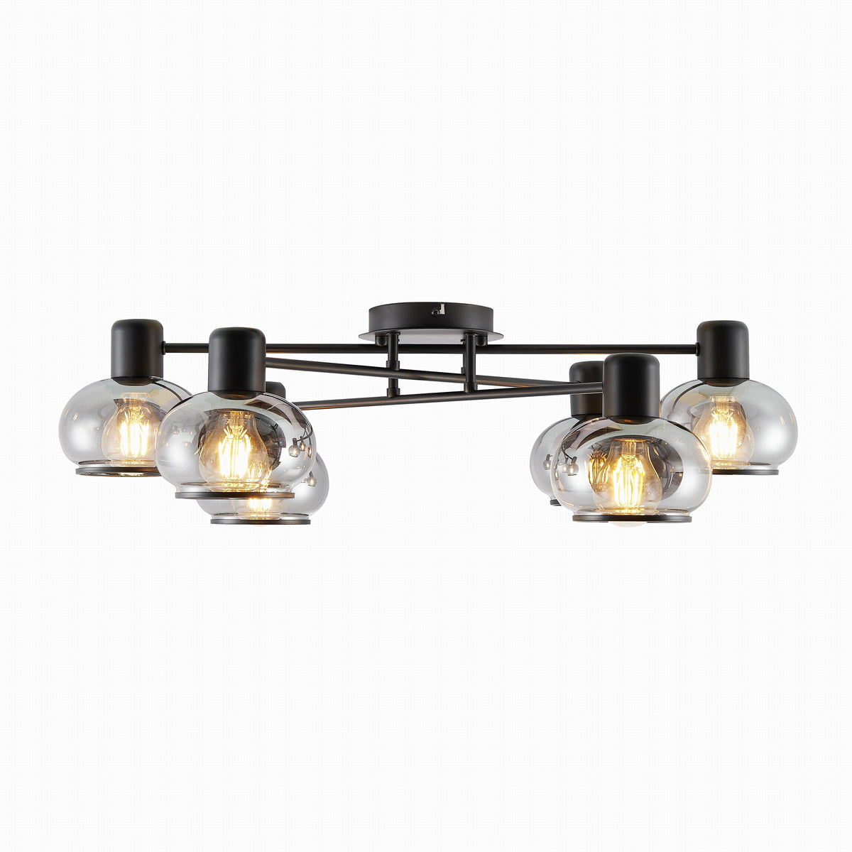 TFS 6 LT CTC 6x25wE27max L:700 W:430 H:190 BLACK MATT/ SMOKE GLASS