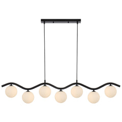 Vitastone TFS 7LT PENDANT 7x6wG9max KIT L1150 W120 H200 CAB2m BLACK / OPAL MATT