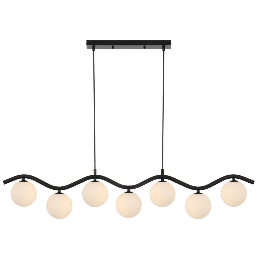 Vitastone TFS 7LT PENDANT 7x6wG9max KIT L1150 W120 H200 CAB2m BLACK / OPAL MATT
