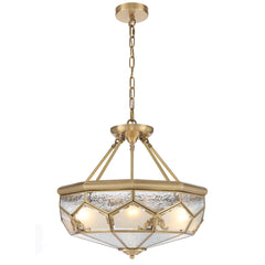 Trapani TFS PE CTC 6x25wE27max D:500 H:230 chain:2M BRASS / FROST WATER GLASS