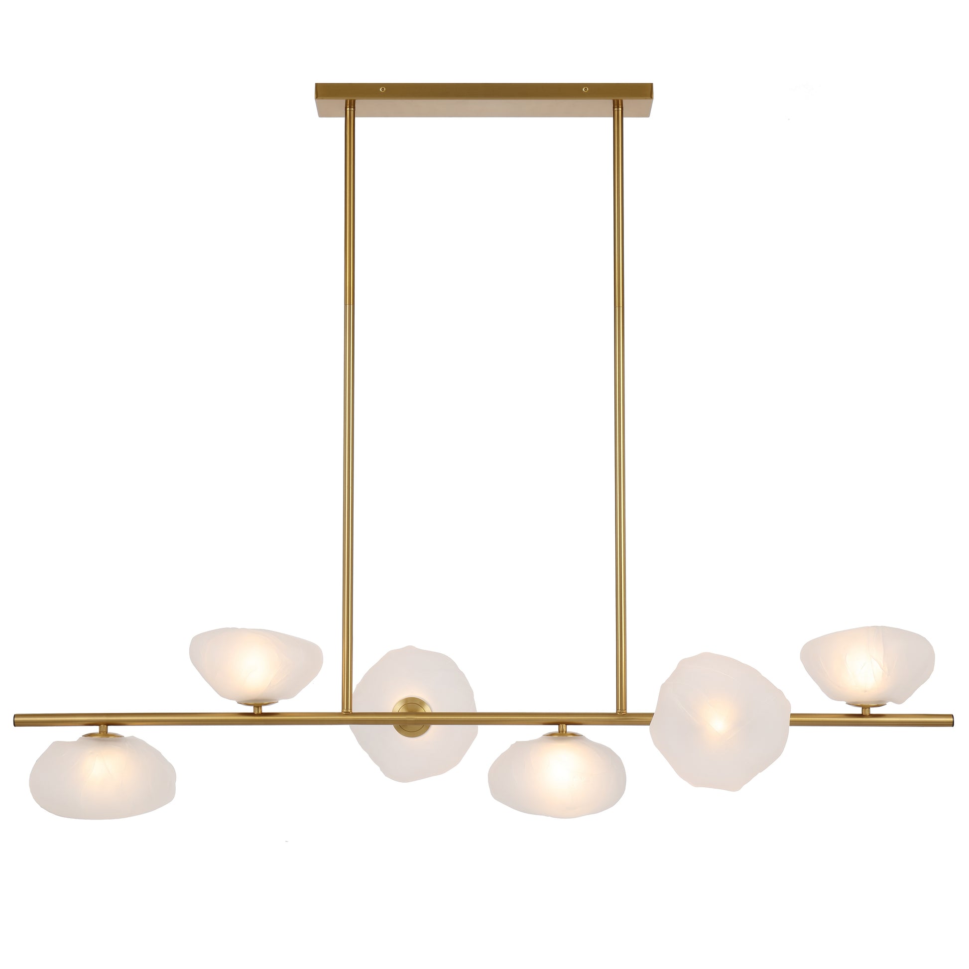Modern Versailles pendant light with six G9 lights and gold frame