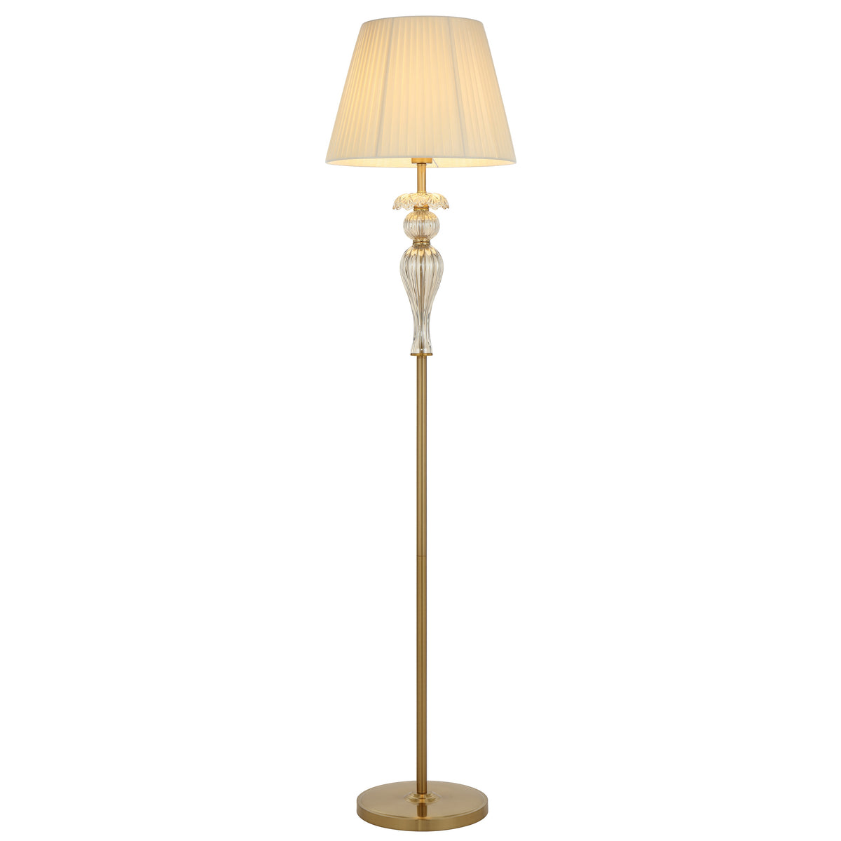 TFS FLOOR LAMP 25wE27max D400 H1650 foot swt ANT GOLD/ CHAMPAGNE/ CREAM