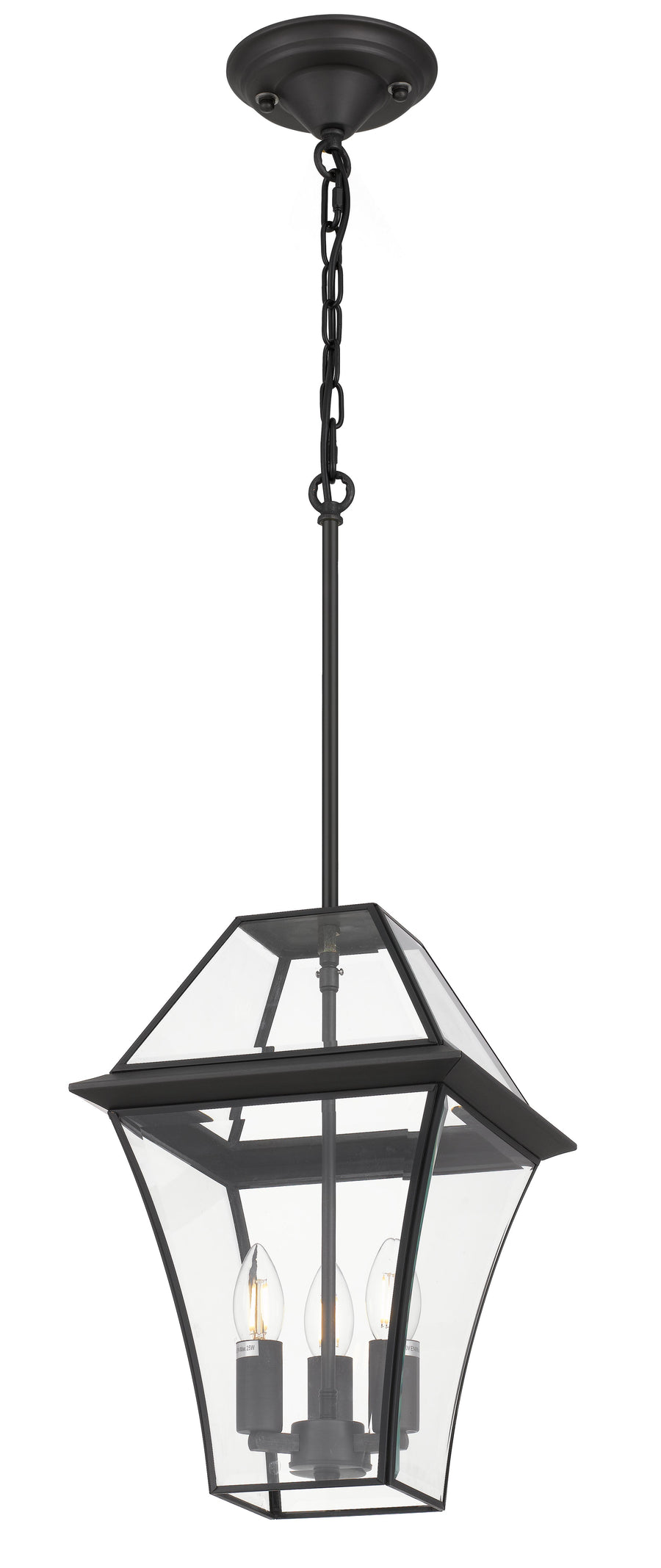 TFS 27 PENDANT 25wE14max L:275 H:400 - IP43 BLACK/CLEAR ROD:300mm + CHAIN:1000
