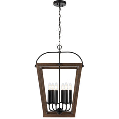 TFS 6 PENDANT 6x25wE14 W560 H730 CHAIN 2M BLACK MATT / TIMBER