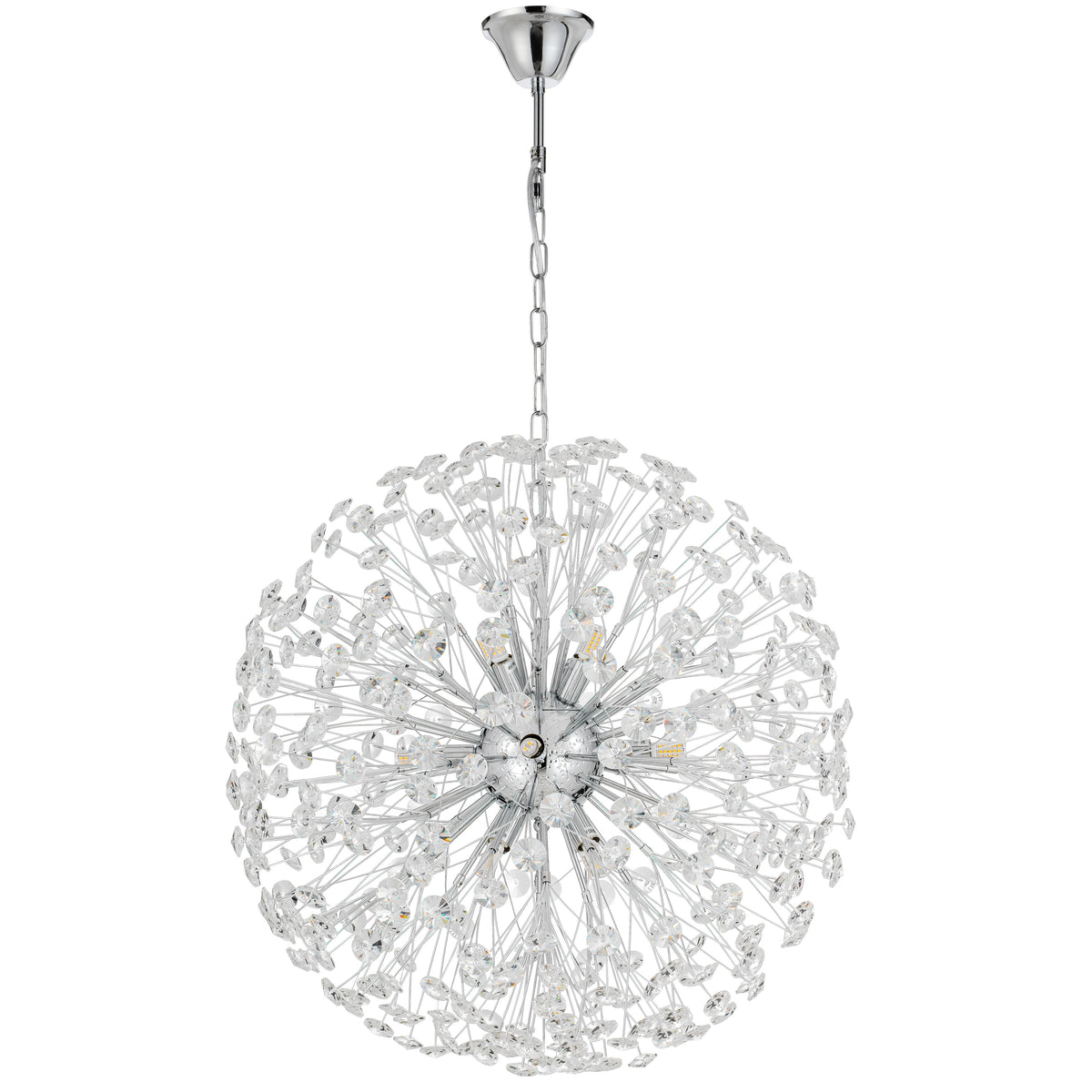 TFS 12LT PENDANT 12x6wG9max D:600 CHAIN 2M CRYSTAL H: 240 CHROME / CLEAR