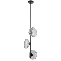 Black Colmar pendant light with three smoke glass shades