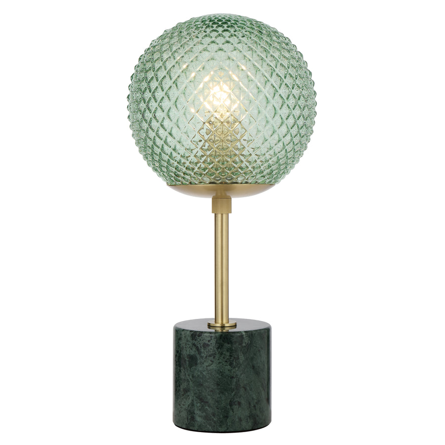 TFS TABLE LAMP 25wE27max D:190 H:415 inline swtch GREEN MARBLE/GREEN GLASS