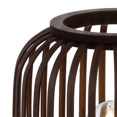 TFS OVAL TABLE LAMP 25wE27max D170 H290 inline swt BLACK / BROWN BAMBOO