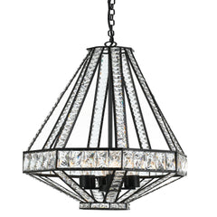 Luxury Arles pendant light with four bulbs and clear crystals