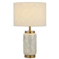 Bellamark TFS TABLE LAMP 25wE27max D320 H530 INLINE SWT WHITE SHELL / GOLD / WHITE