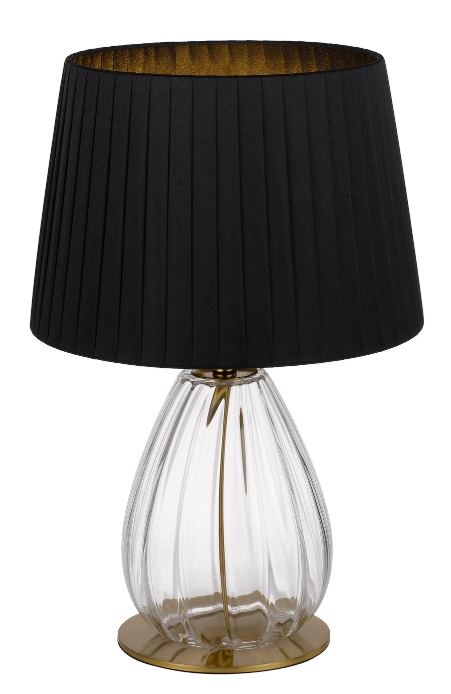 TFS TABLE LAMP 25wE27max D:290 H:450 Inline Switch ANTIQUE GOLD/CLEAR/BLACK